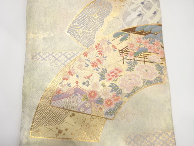 着物・帯 ] - 袋帯 地紙に鶴・牡丹・御所車模様織り出し 袋帯 | 宗 sou